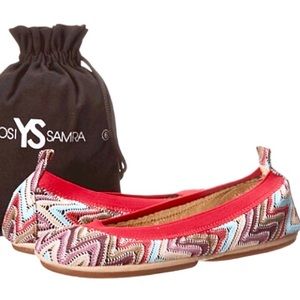Yosi Samara Crochet Zig Zag Flats in Red - Sz 6